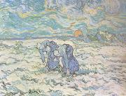 Vincent Van Gogh Two Peasant Women Digging in Field with Snow (nn04) Germany oil painting reproduction